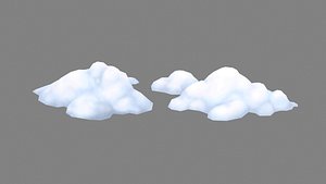 Cartoon clouds or snows Low-poly 3D model