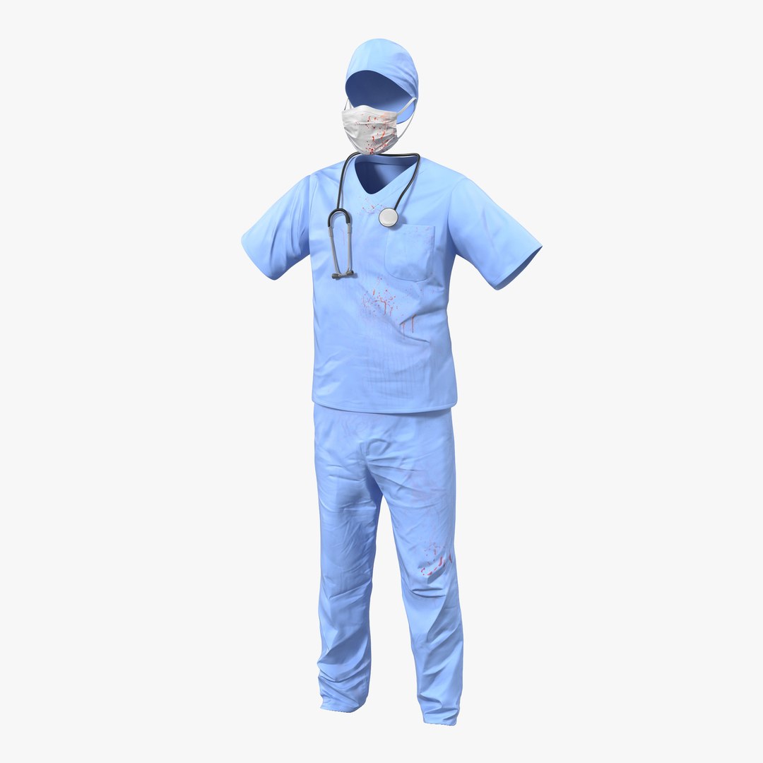 Surgeon Dress 14 with Blood 3D Model 3D model preview