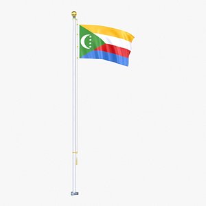 3D model Comoros Flag Stand Pole Animated Loop