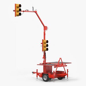 3D model SQ3TS Portable Traffic Signal Trailer Red