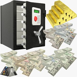 3D model Money and Gold and Safe Collection V5