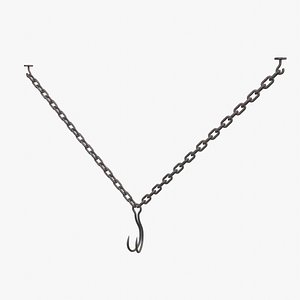 3D Old Chain With Hook model