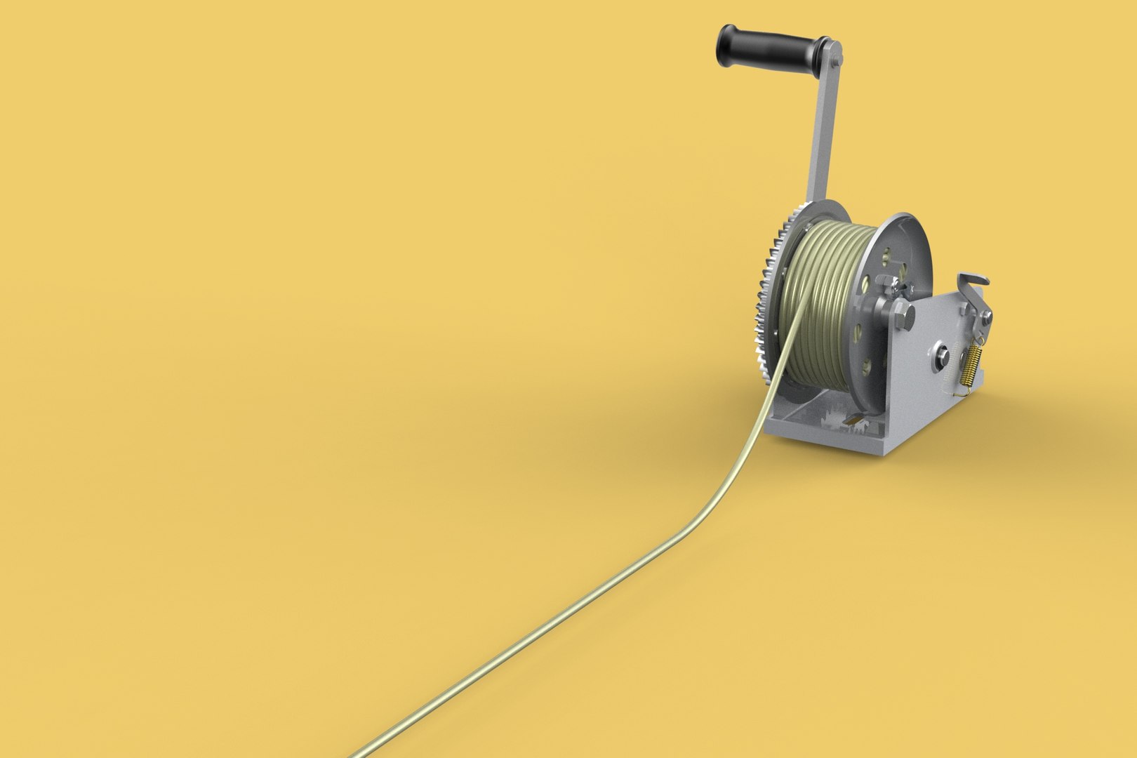 3D Model HEAVY DUTY HAND LEVER CRANK WINCH LONG STEEL CABLE ROPE SLING ...