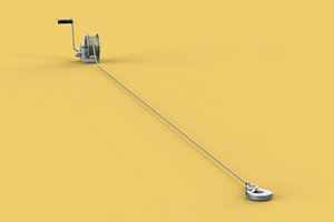 3D model HEAVY DUTY HAND LEVER CRANK WINCH LONG STEEL CABLE ROPE SLING