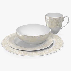 White and Gold Dinnerware Set