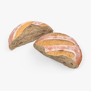 3D Broken Loaf of Round Bread model