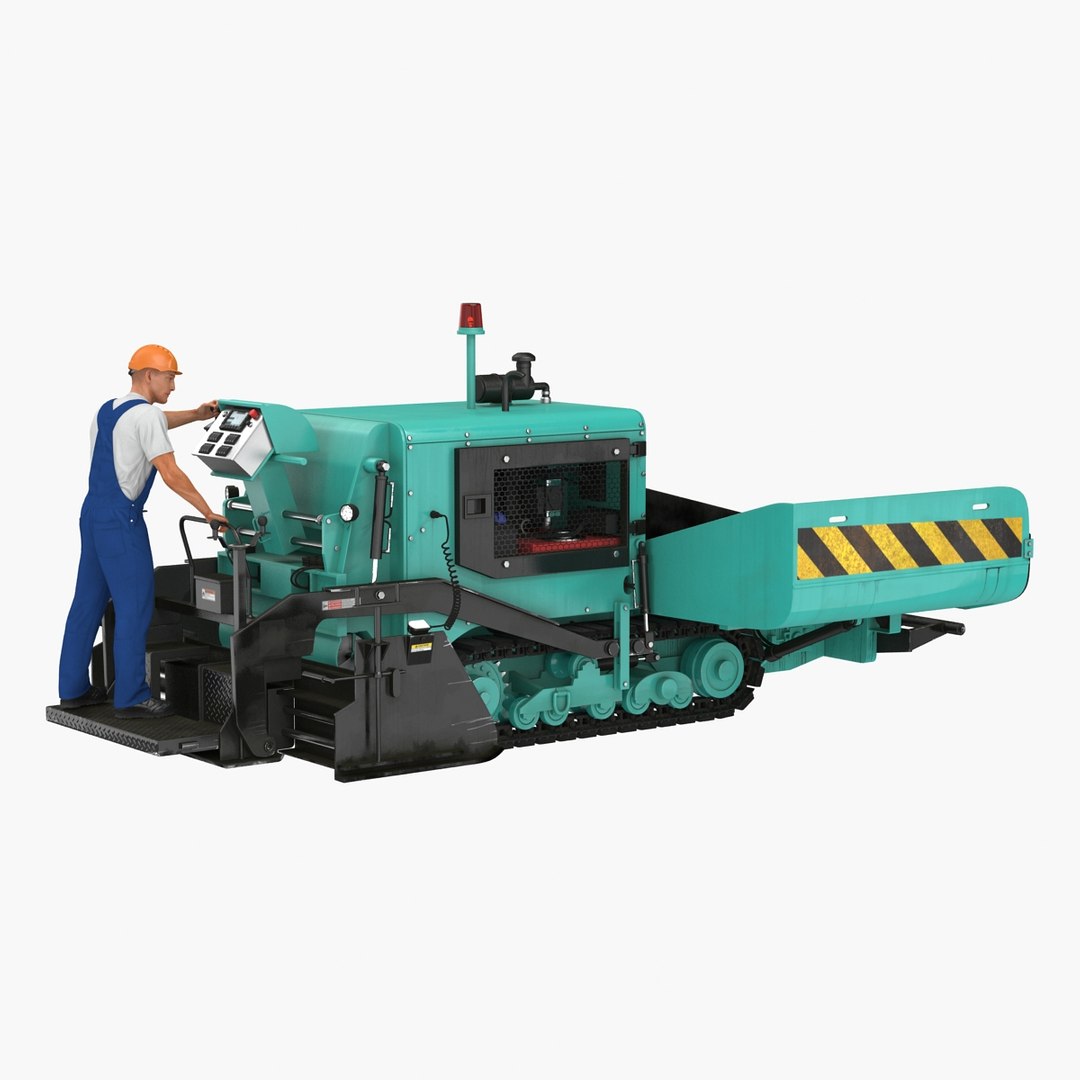 Asphalt Paving Machine with Operator Rigged 3D Model preview