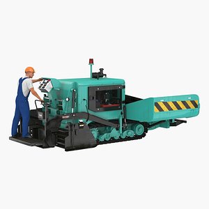 3D model asphalt paving machine operator