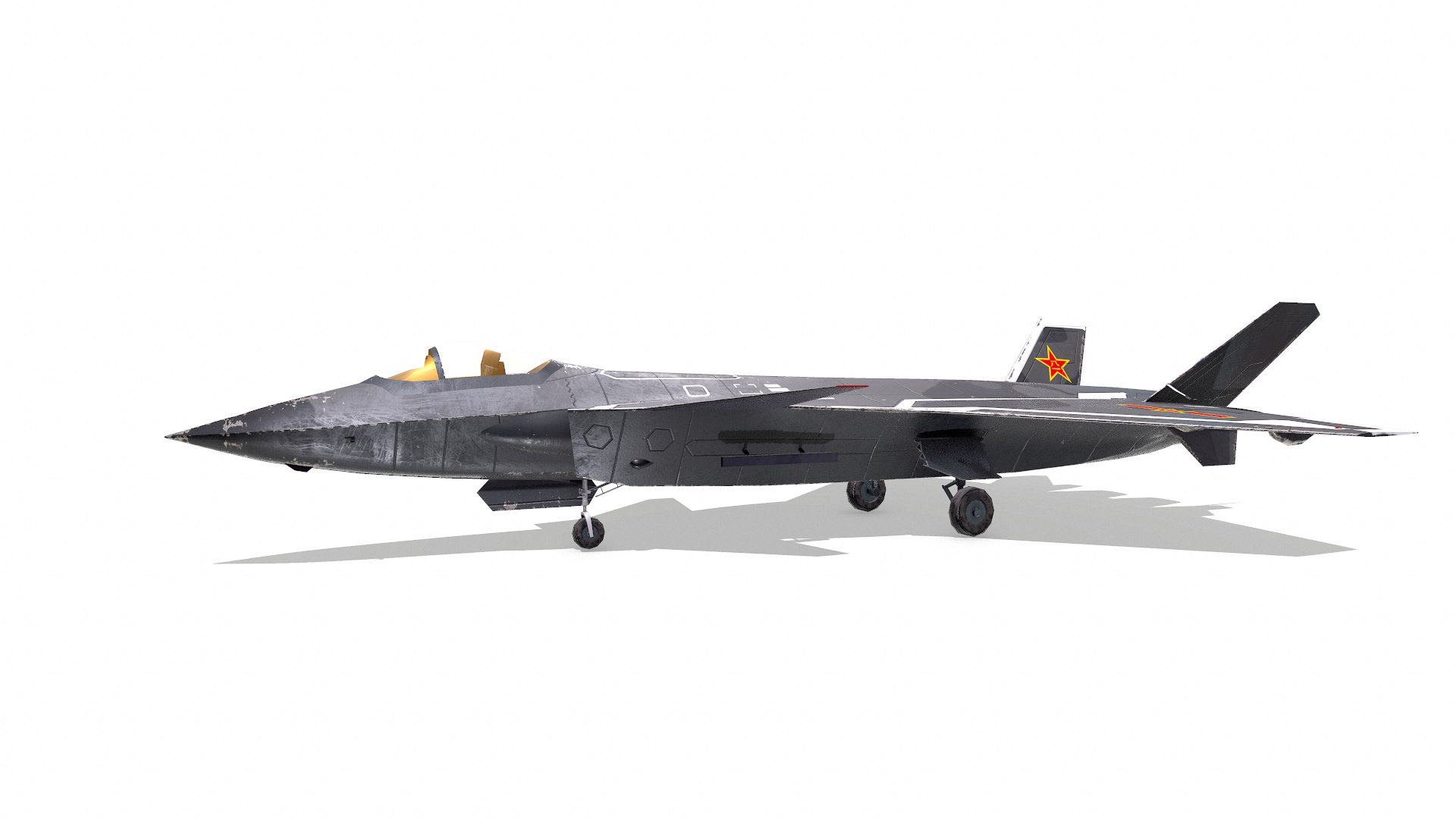 Chengdu J-20 Low-poly PBR model https://p.turbosquid.com/ts-thumb/dq/OEoCH0/jv/screenshot005/png/1637121581/1920x1080/fit_q87/224eb0a8acef428abe43d900c5644b75a857b051/screenshot005.jpg
