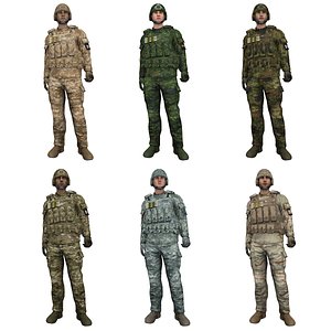 pack rigged soldier 3d model