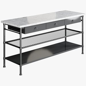 realistic double kitchen island 3D model