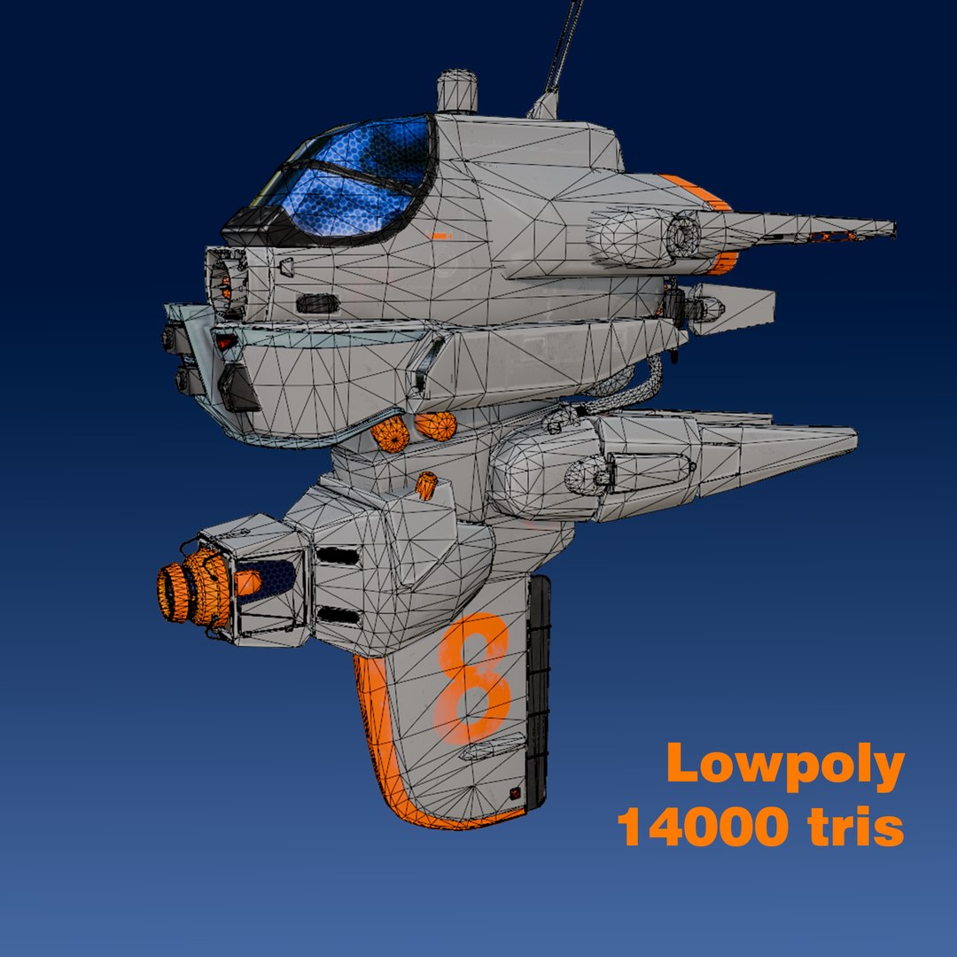 3D Spaceship8 Low Poly For Game Vr Ar - TurboSquid 2309772