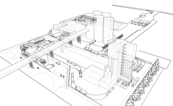 Layout of mini Cement plant 3D model - TurboSquid 1887115