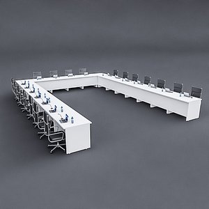 3D modular meeting table 02 model