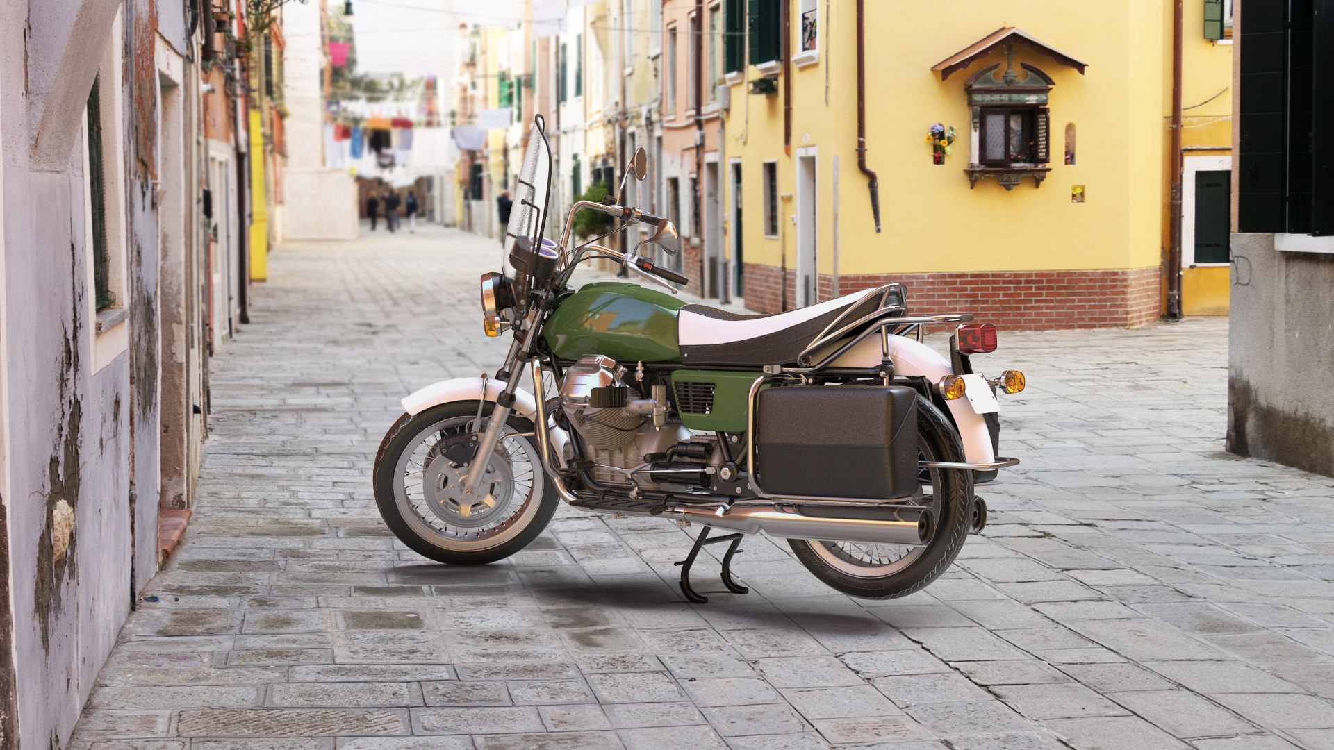 Classic Motorbike Rigged 3D model preview