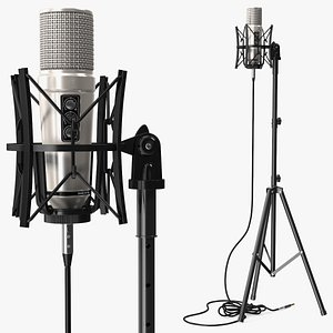 Studio Condenser Microphone on Stand with Cable