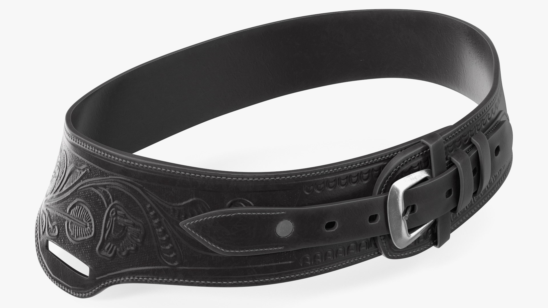 Gun Belt Leather Black 3D model preview