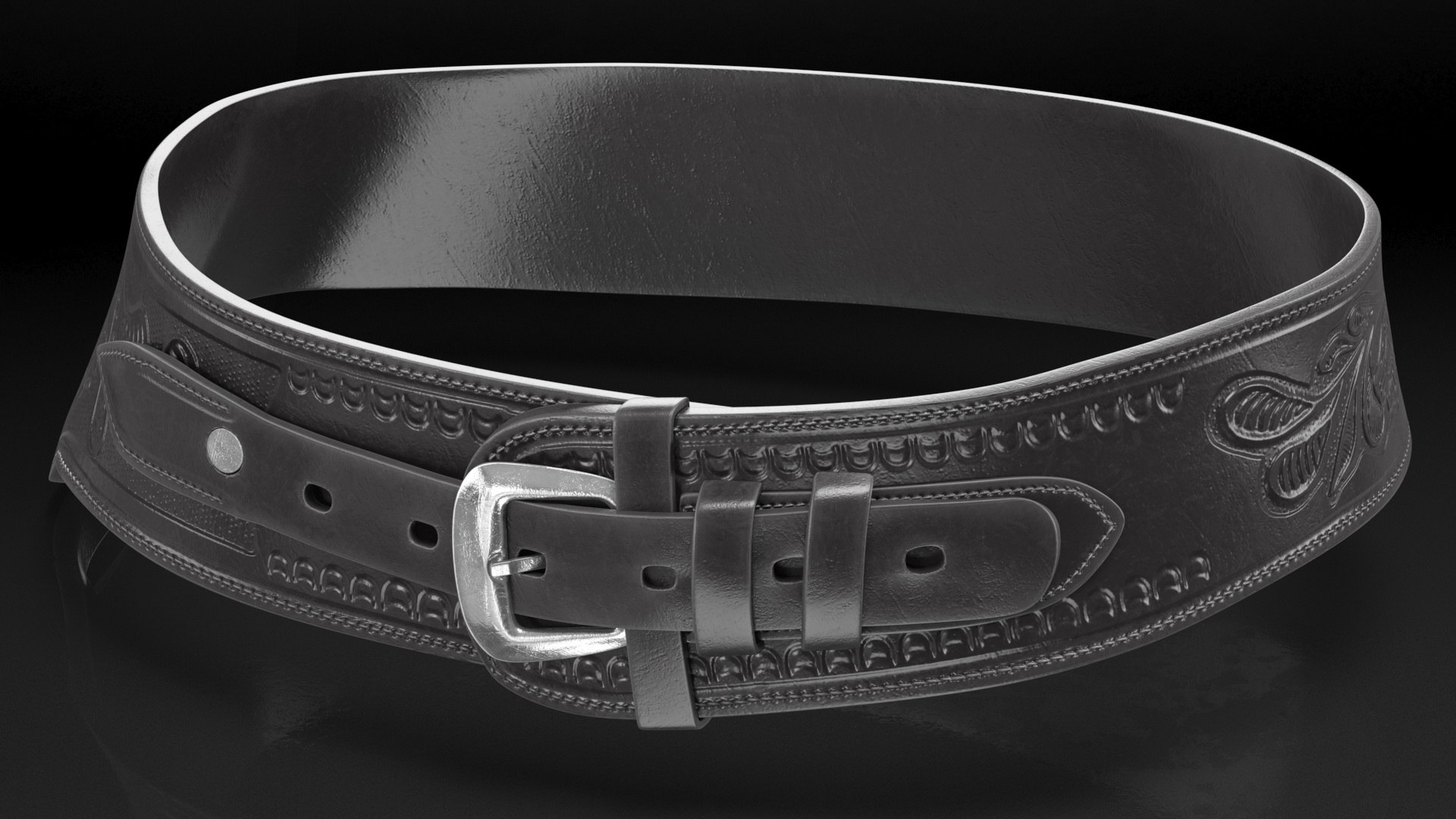 Gun Belt Leather Black 3D TurboSquid 1807386