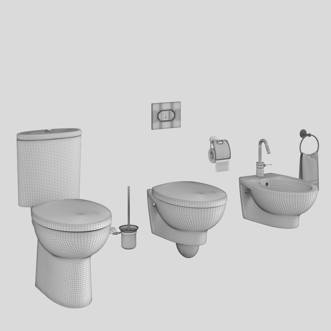 3D Toilet Bowl Bidet Hatria - TurboSquid 1361777