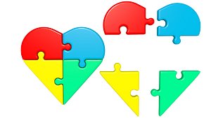 Jigsaw puzzle heart 3D model