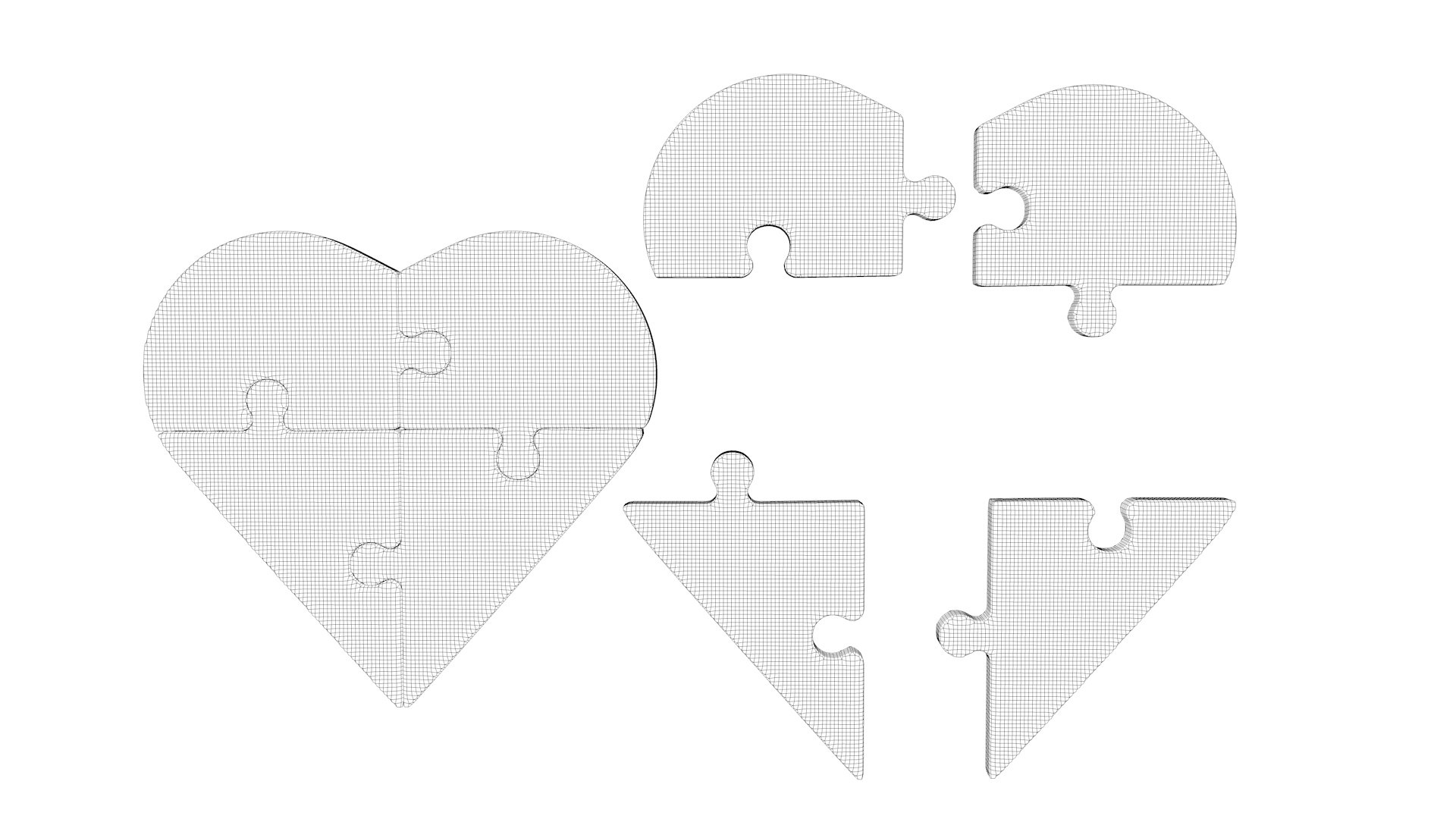 Jigsaw puzzle heart 3D model TurboSquid 1841073