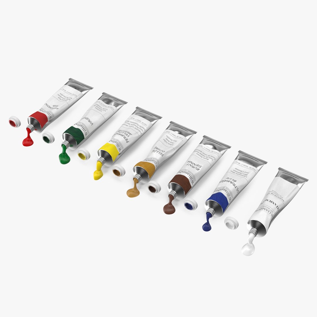 Williamsburg Row of Spilled Oil Paint Tubes 3D model preview