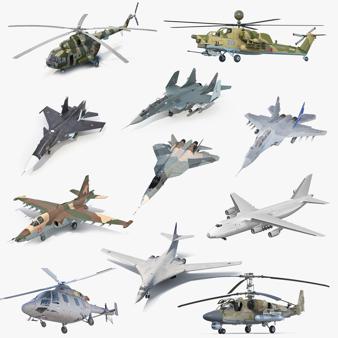 Rigged Russian Military Aircrafts Collection 4 3D model preview