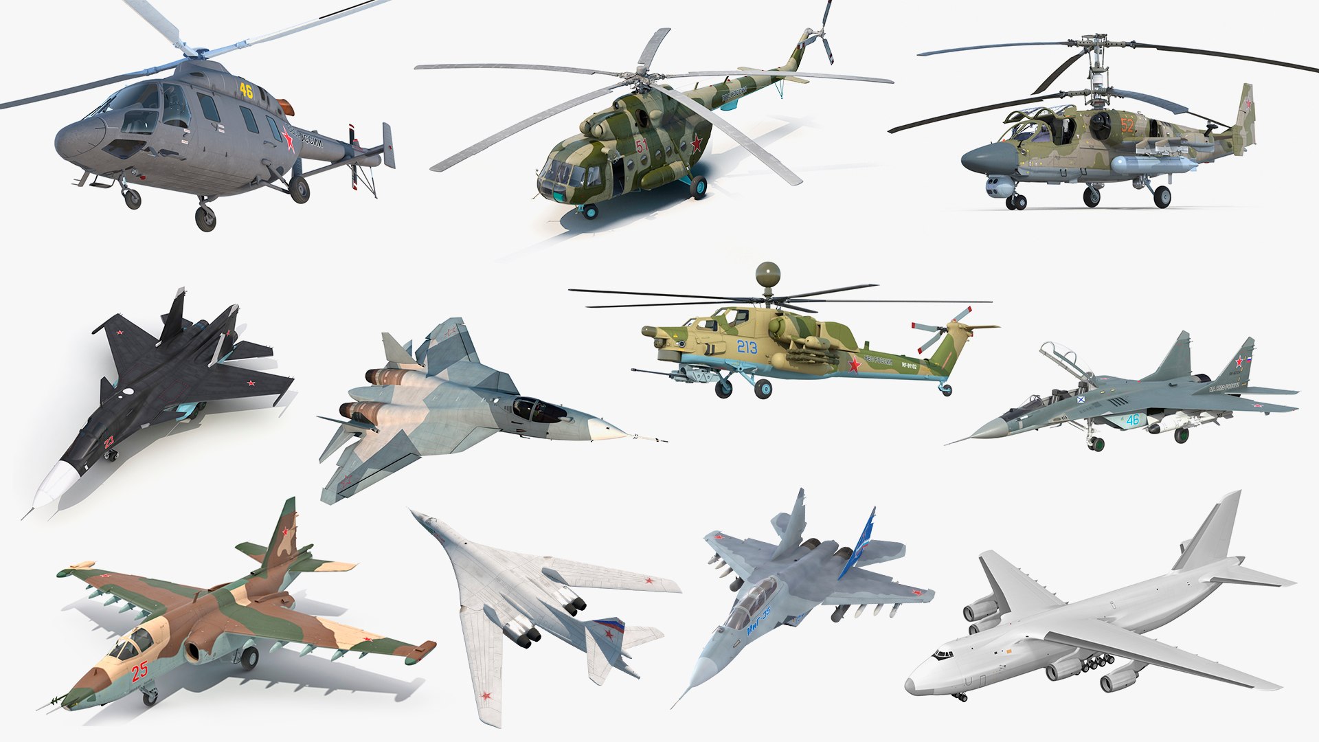 3D model Rigged Russian Military Aircrafts Collection 4 https://p.turbosquid.com/ts-thumb/dr/xfPBKj/Vt/riggedrussianmilitaryaircraftscollection4mb3dmodel001/jpg/1649053371/1920x1080/fit_q87/141af8a9d545af064242483b767030ab46f1e5fd/riggedrussianmilitaryaircraftscollection4mb3dmodel001.jpg