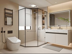 3D Modern Minimalist Bathroom Interior 18