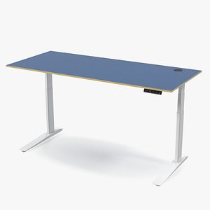 Blue Standing Desk Workstation 3D model
