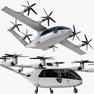 Flying Taxi Zuri eVTOL Rigged 3D