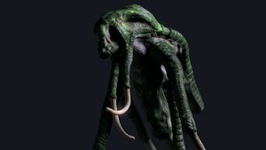 3D green alien creature