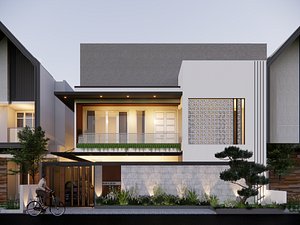 Modern style villa high-end fashion self-built home stay hotel building holiday villa 3D model