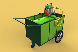 3D AGRICULTURE TANK GARDEN PRESSURE SPRAYER TROLLEY WASHING CART