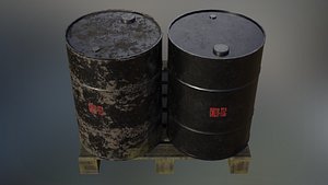 3D Industrial Oil Storage Drums - Black
