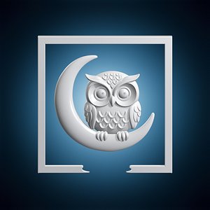 Owl Moon Frame Wall Art 3D Print Model