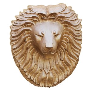 Beautiful detailed bas-relief of a lions head 3D
