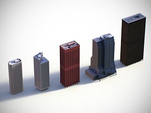3d low-poly buildings model