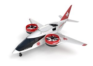 3D model Medical Ambulance Aircraft Electric TriCopter eVTOL