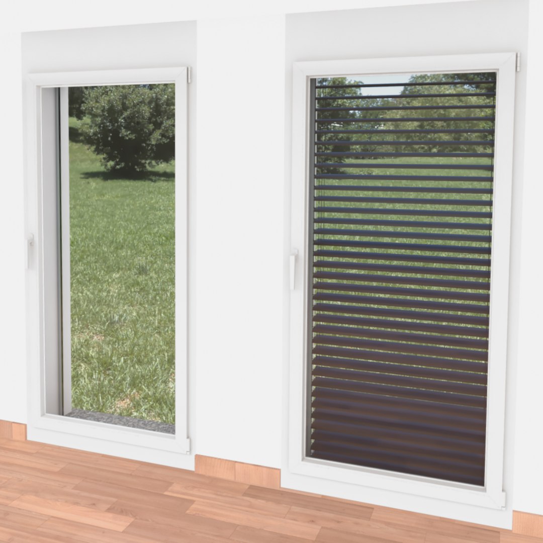 PVC French window with blinds down - Full wall section 3D - TurboSquid ...