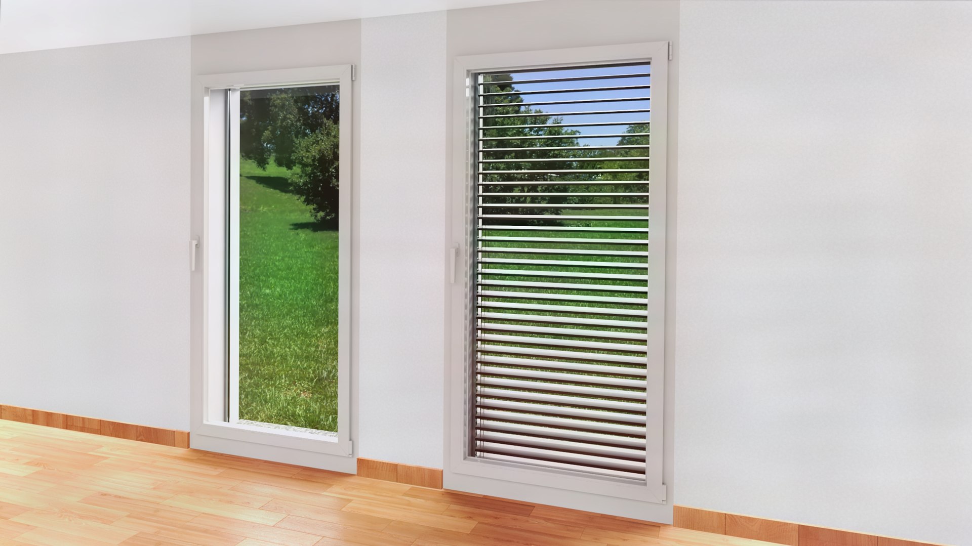 PVC French window with blinds down - Full wall section 3D - TurboSquid ...