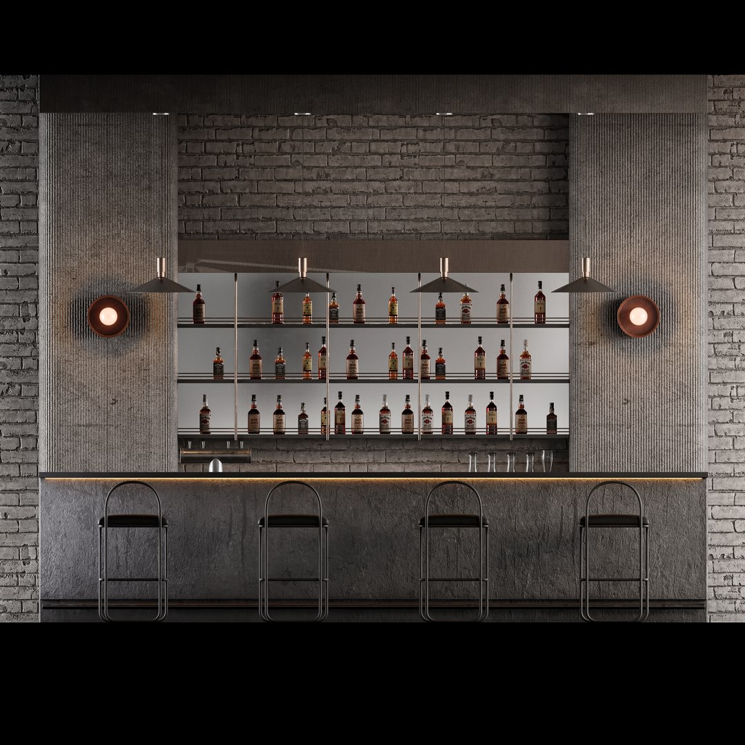 3D Model Loft Bar Counter - TurboSquid 2123747