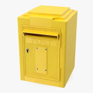 Vintage Wall Mounted Yellow Mailbox 3D