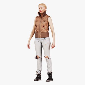 Standard Pose Blonde in Leather Jacket and Jeans Remastered
