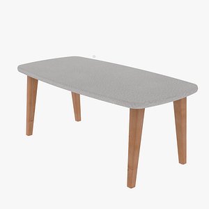 Light wood dining table- white plastic 3D