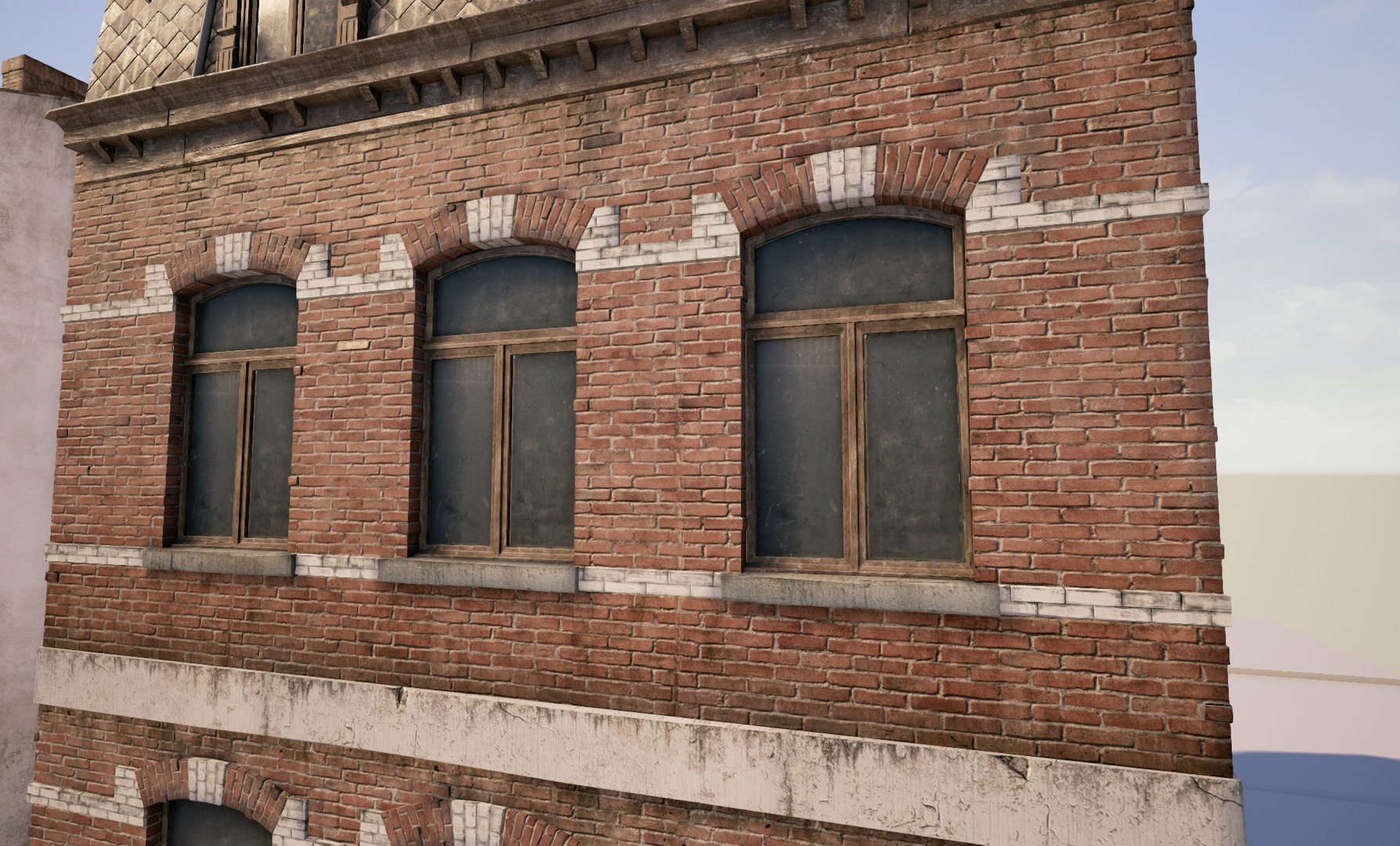 3d Old Brick Building Model