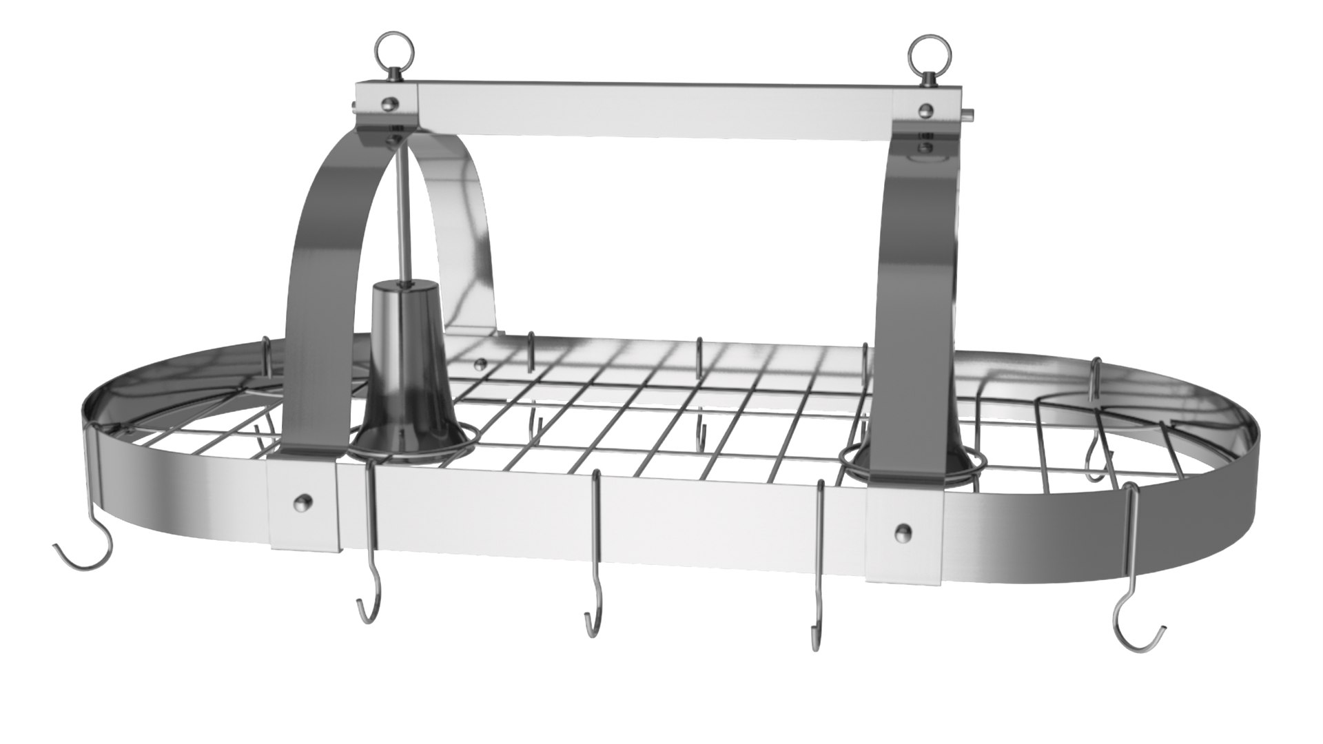 Oval Ceiling Kitchen Pot Rack With Hooks Silver 3D - TurboSquid 2154482