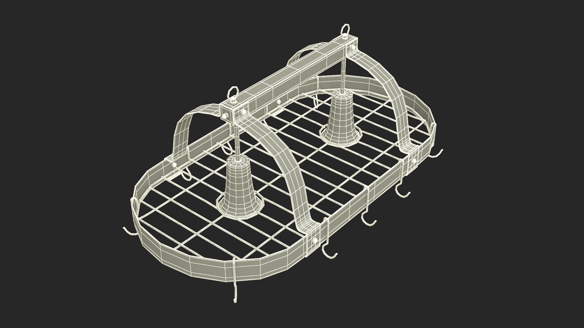 Oval Ceiling Kitchen Pot Rack With Hooks Silver 3D - TurboSquid 2154482