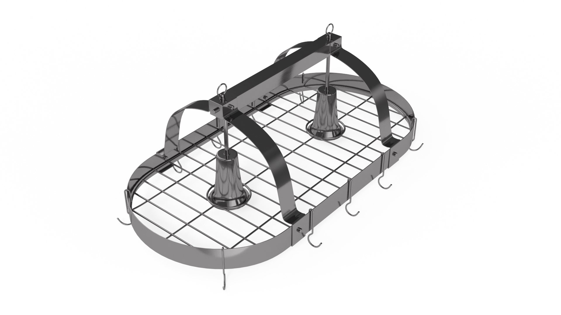 Oval Ceiling Kitchen Pot Rack With Hooks Silver 3D - TurboSquid 2154482