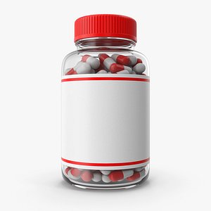 Pill Capsules Glass Bottle 3D model